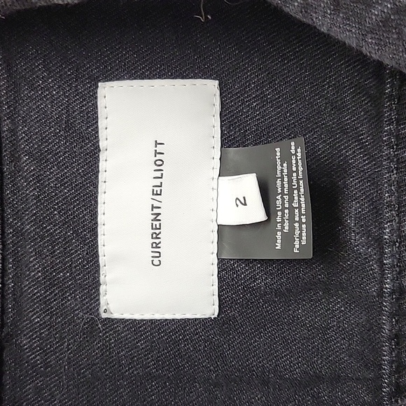 Current/Elliot Black Polka Dot Denim Trucker Jacket Womens Sz 2 Cotton - Picture 7 of 8